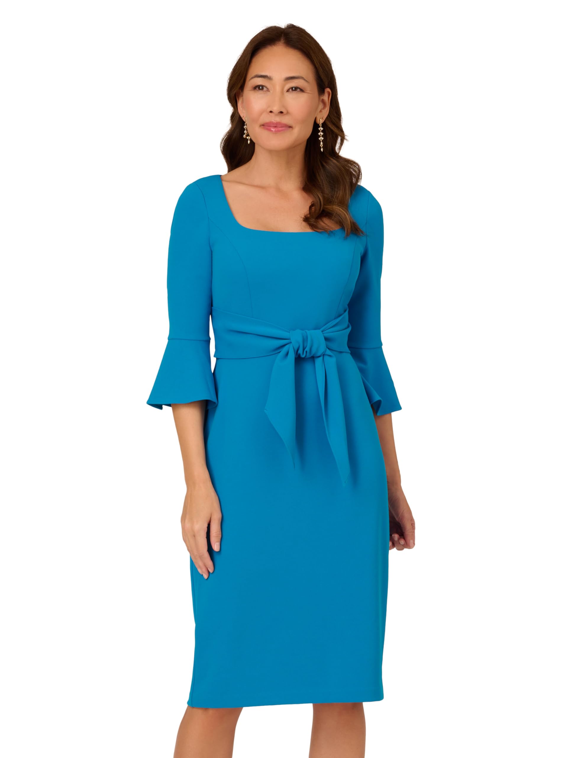 Adrianna Papell Womens Bell Sleeve Tie Front Dress