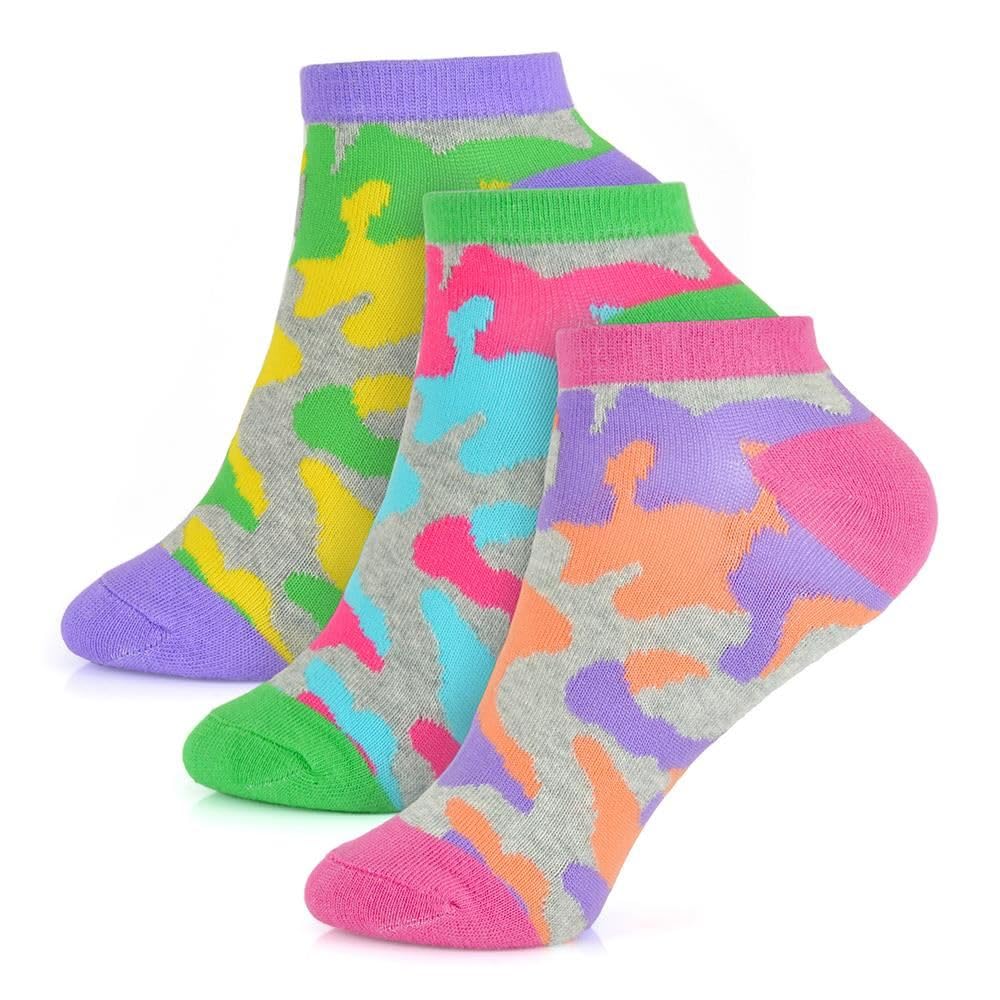 A2Z 4 Kids Girls Camouflage And Leopard Trainer Socks Pack of 3 Classic Comfortable - Socks AZ997 Camo 3 Pack 3-6