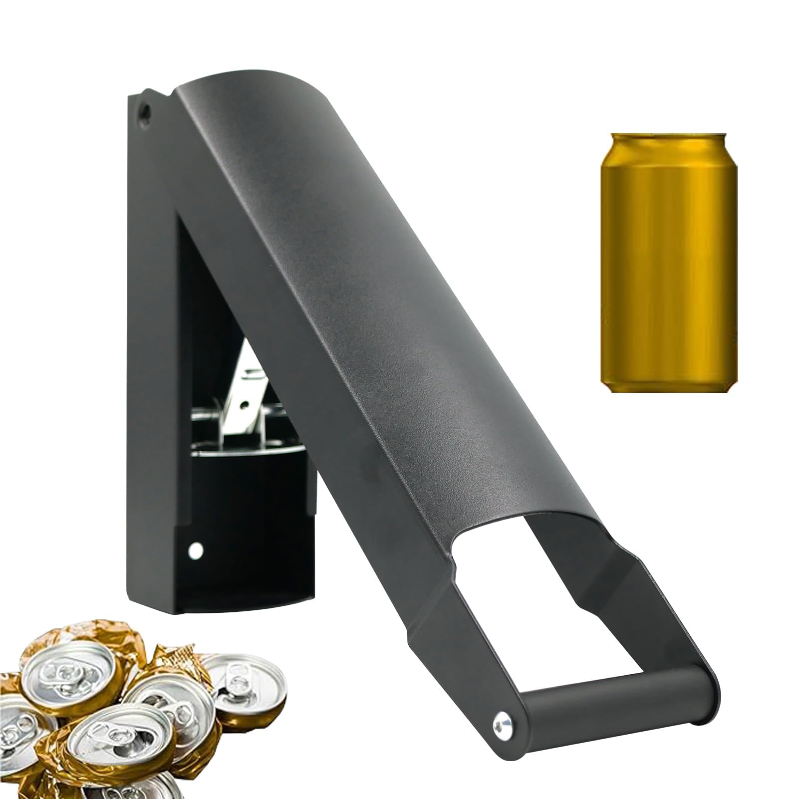 Broyeur de canettes robuste – Outil de recyclage mural, poignée en acier, broyeur de boissons compact, accessoire efficace de réduction des déchets pour une vie respectueuse de l'environnement