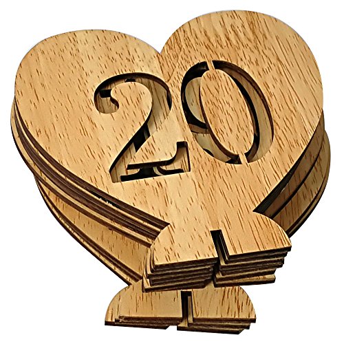 Baugger - 20pcs 1-20 suportes de mesa de mesa de casamento de madeira com base para recepção e tabel