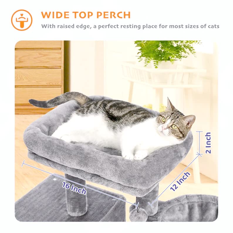 Image of Cat Tree with Scratching Posts, Hammock and Perches (Grey - FURR-30)