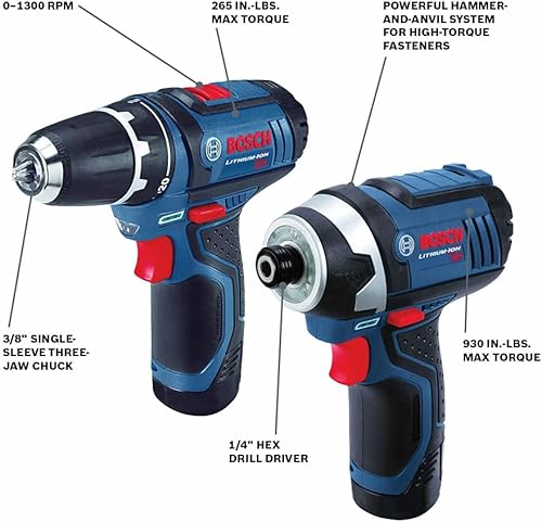 Miniatura 3 de Bosch - Juego de 40 piezas para taladro duro de impacto DDMS40 con kit combinado de herramientas eléctricas Bosch CLPK22-120  12 voltios inalámbrico