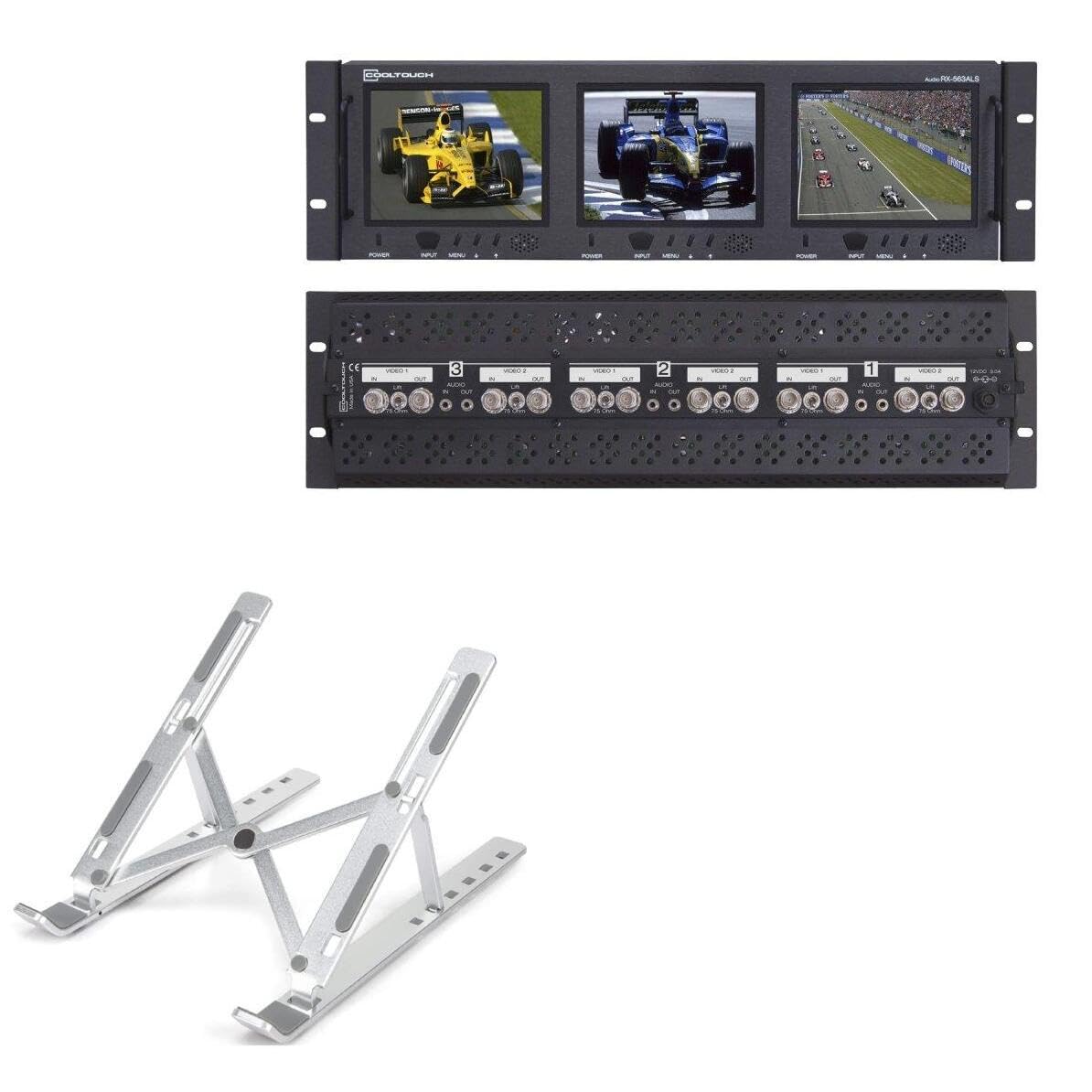 BoxWave Stand and Mount Compatible with Cooltouch RX-563ALS - Compact QuickSwitch Laptop Stand, Portable Multi Angle Viewing Foldable Riser - Metallic Silver