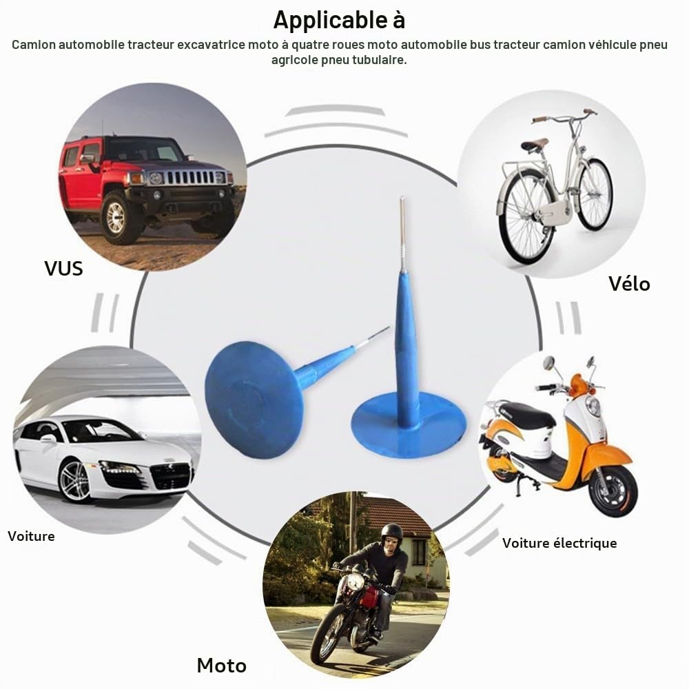 MiOYOOW 20PCS Kit Patchs Réparation de Crevaison, Réparation de Pneu Patchs Plug Tubeless Champignon Nail Patchs Gomme pour Voiture Moto Vélo