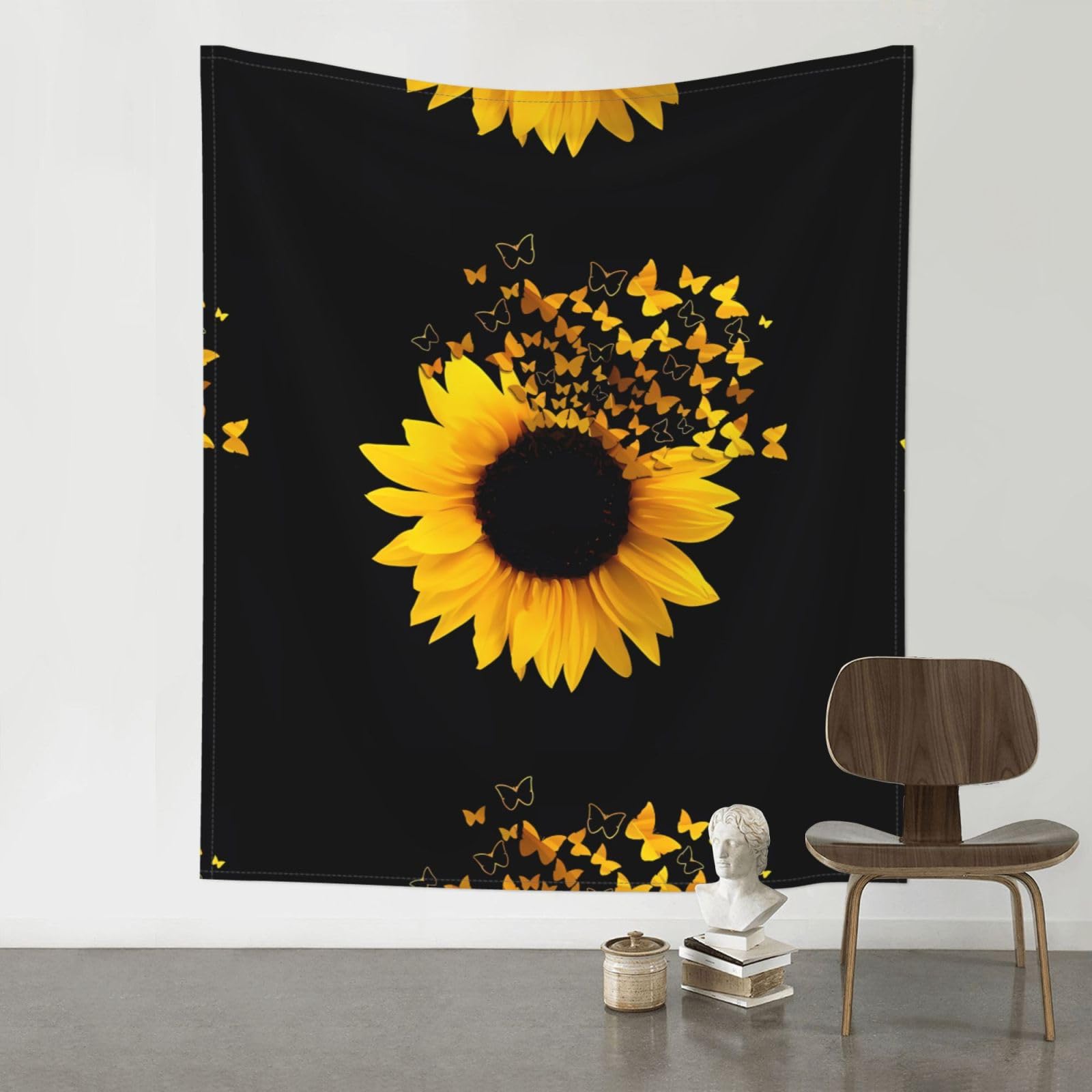 YYHWHJDE Sunflower Floral Butterflies Art Prints 60x51in Wall Tapestry – Elevate Your Space with a Versatile & Cozy Throw Blanket for Dorms, Beach & Home