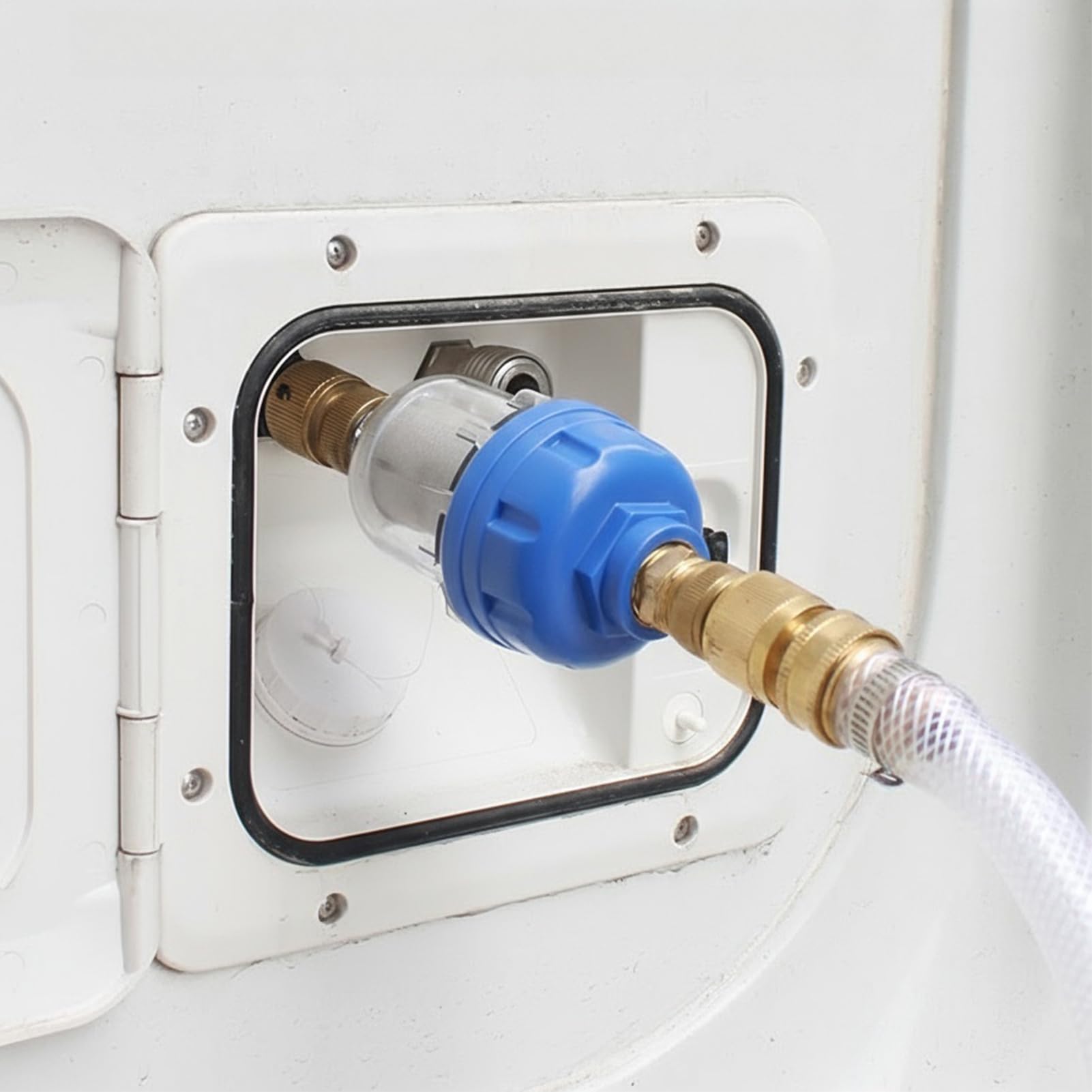 Filtro RV – Purificatore per rubinetto in acciaio inox, filtro per impurità per rubinetto da campeggio, per roulotte, camper, marine, giardino, cortile, balcone, patio, prato