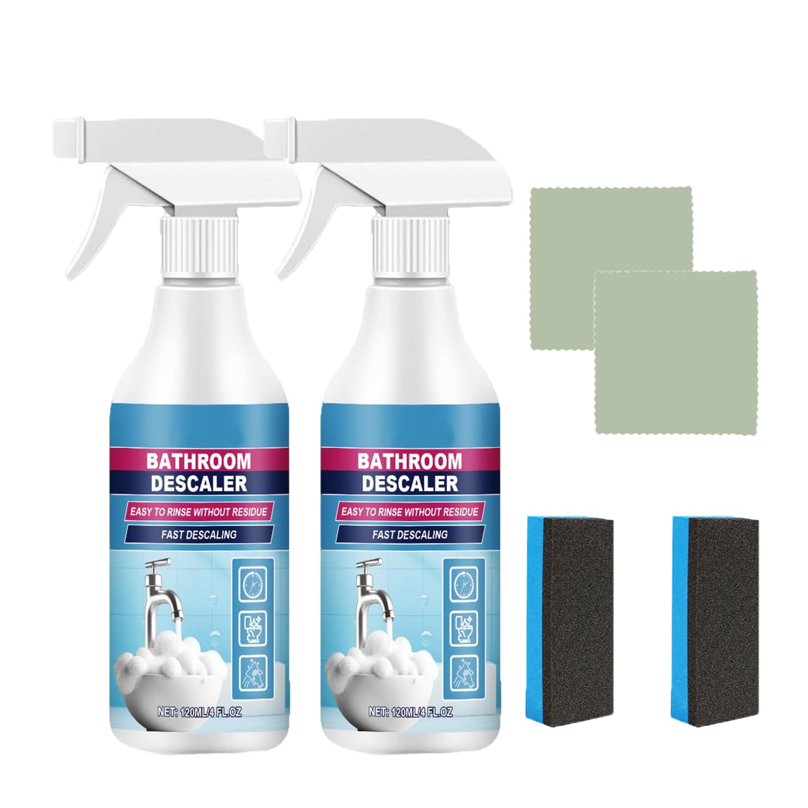 2PCS Bathroom Descaler Foam Cleaner Spray All Purpose Cleaning Foam For Bathtub Toilet Glass Faucet