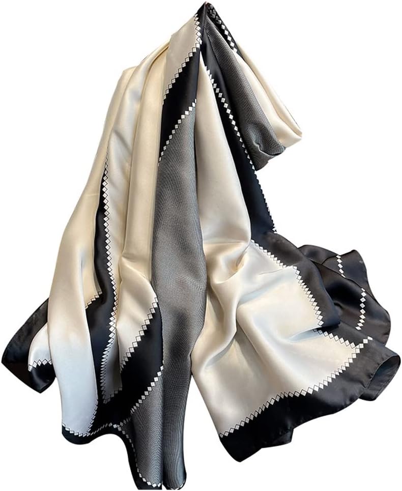Aufeel Fashion Scarves 100% Satin Silk Scarf Long Lightweight Sunscreen Shawls Wraps for Women Hair Scarves