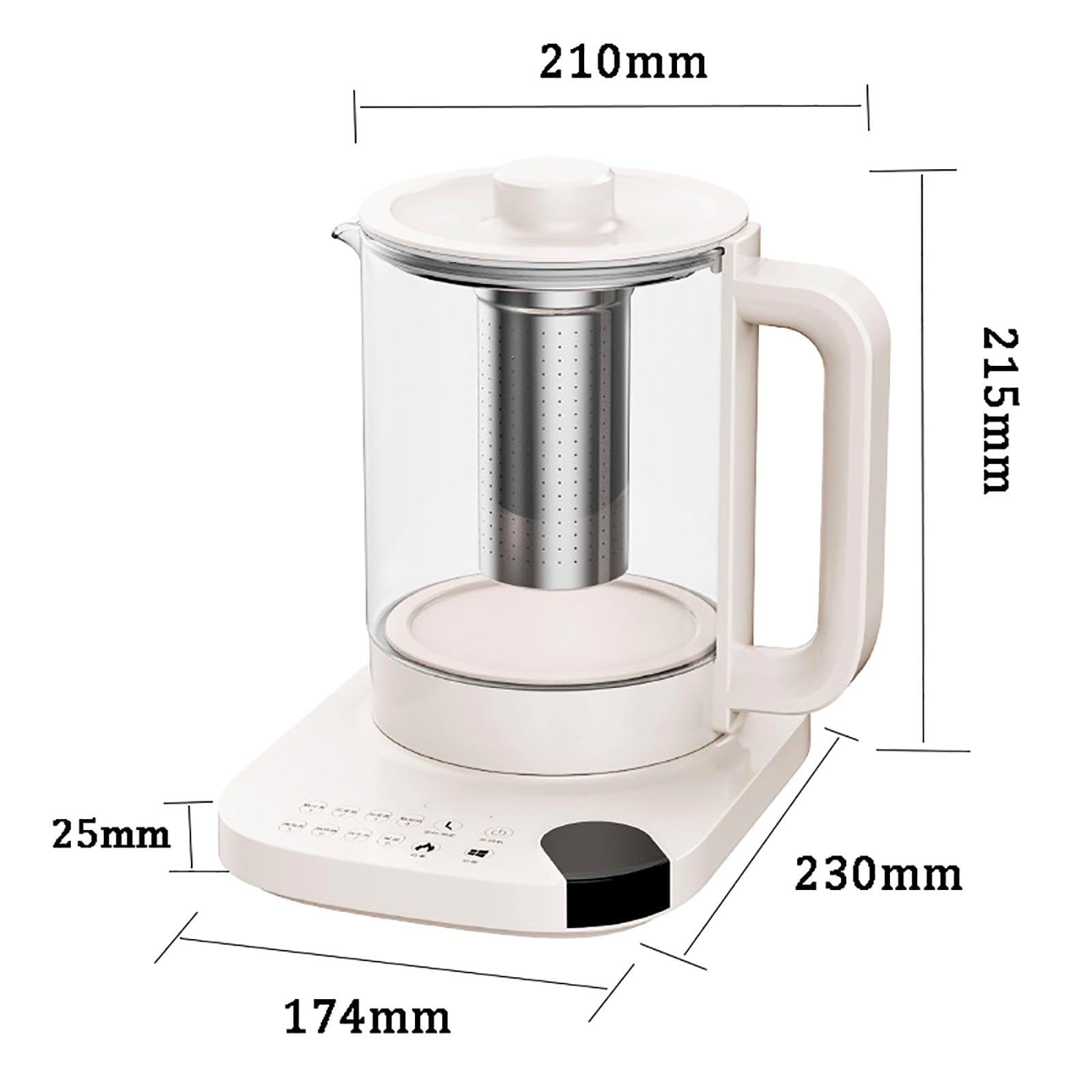 Té de Vidrio Inteligente Hervidor de Té, Tetera de Temperatura Variable, Té de 800W con 11 Prejuicios de Control de Temperatura, Teteras Eléctricas de 1.8 Litros con Infusor de Té Extraíble