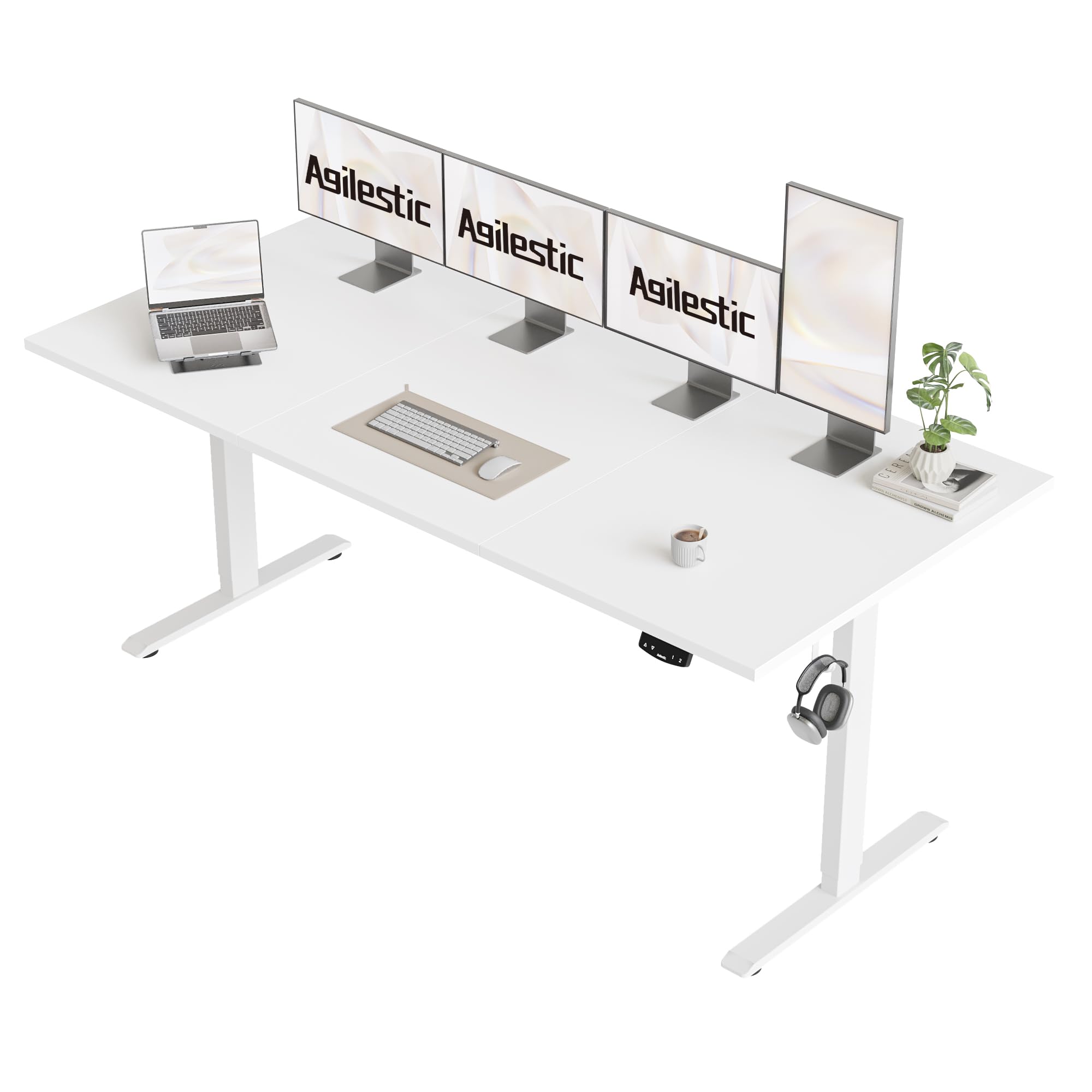 Agilestic 71 * 32 Inch Height Adjustable Electric Standing Desk, White