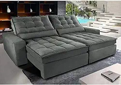 Sofa Retratil e Reclinavel com Molas Ensacadas Cama inBox Gold 2,32m Tecido Suede Velusoft Cinza