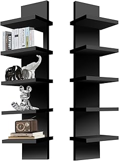 5 Tier Wall Shelf Unit, Decorative Wall Mount Vertical Shelving, Smooth ...