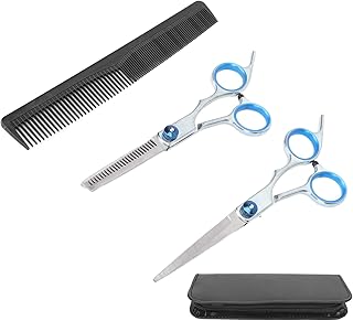 Tesoura de corte de cabelo, tesoura de corte de cabelo simples de aço inoxidável profissional para reduzir a fadiga Tesoura de desbaste de prata com pente para uso em salão de beleza para