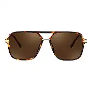 FEISEDY Retro Square Aviator Sunglasses for Women & Men, Polarized Lens, Classic Double Bridge Frame Shades B4195
