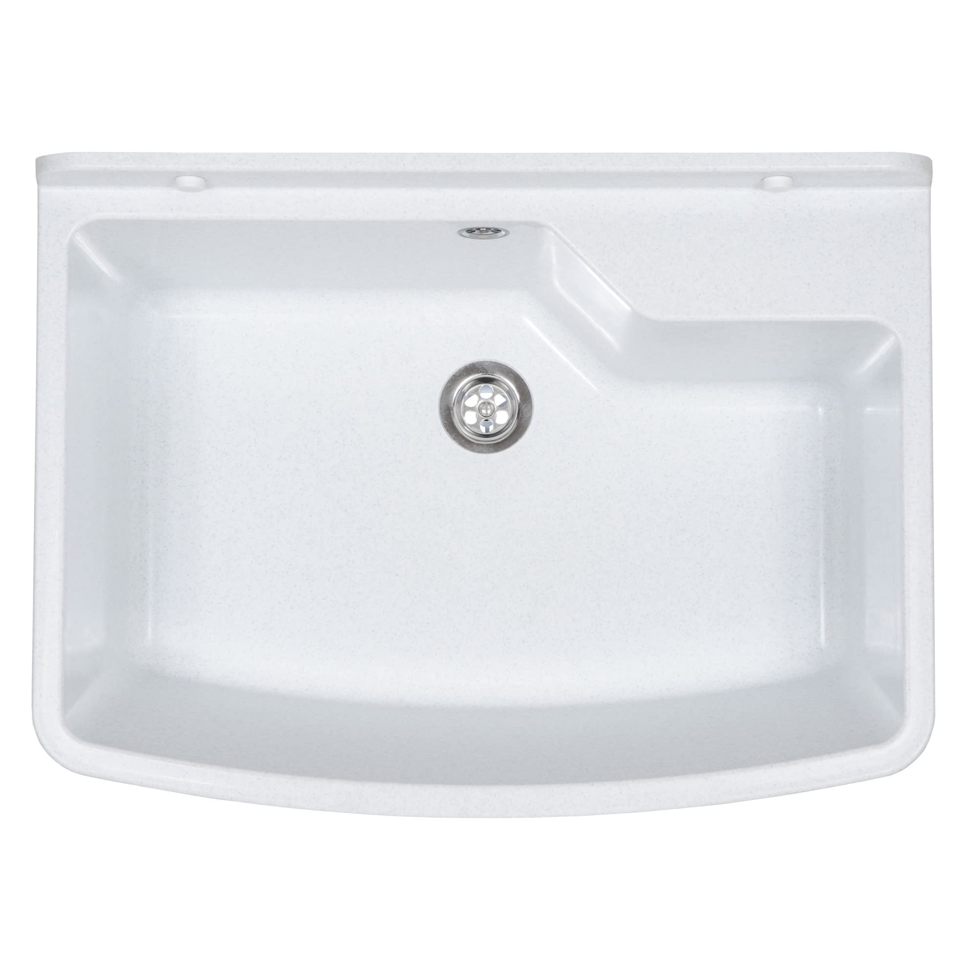 Lavabo con sifón de plástico blanco granito, 61 cm de longitud, instalación de agua, para cocina, baño, resistente