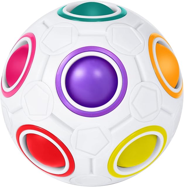 ROXENDA Magic Ball Rainbow Ball, Skill Game Puzzle Ball - Brain Teaser & Stress Ball for Children and Adults (White)