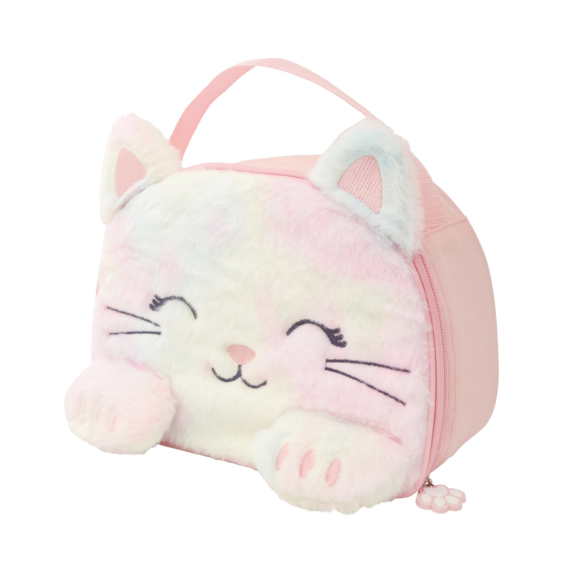 Polar Gear Fluffy Kids Lunch Bag – Plush Pink Kitty Sensory Lunch Bag for Girls & Boys, Lightweight & Durable with Wipe-Clean Lining, Insulated to Keep Food Fresh, Ideal for School or Trips