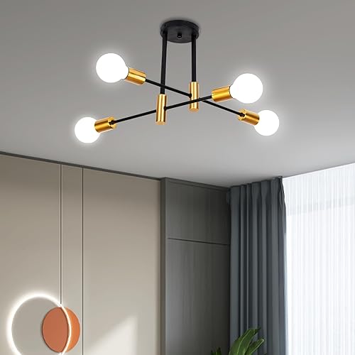 ADFIRAY 360 candelabros Sputnik modernos ajustables, lámpara industrial Sputnik para dormitorio, lámparas colgantes de mediados de siglo con base