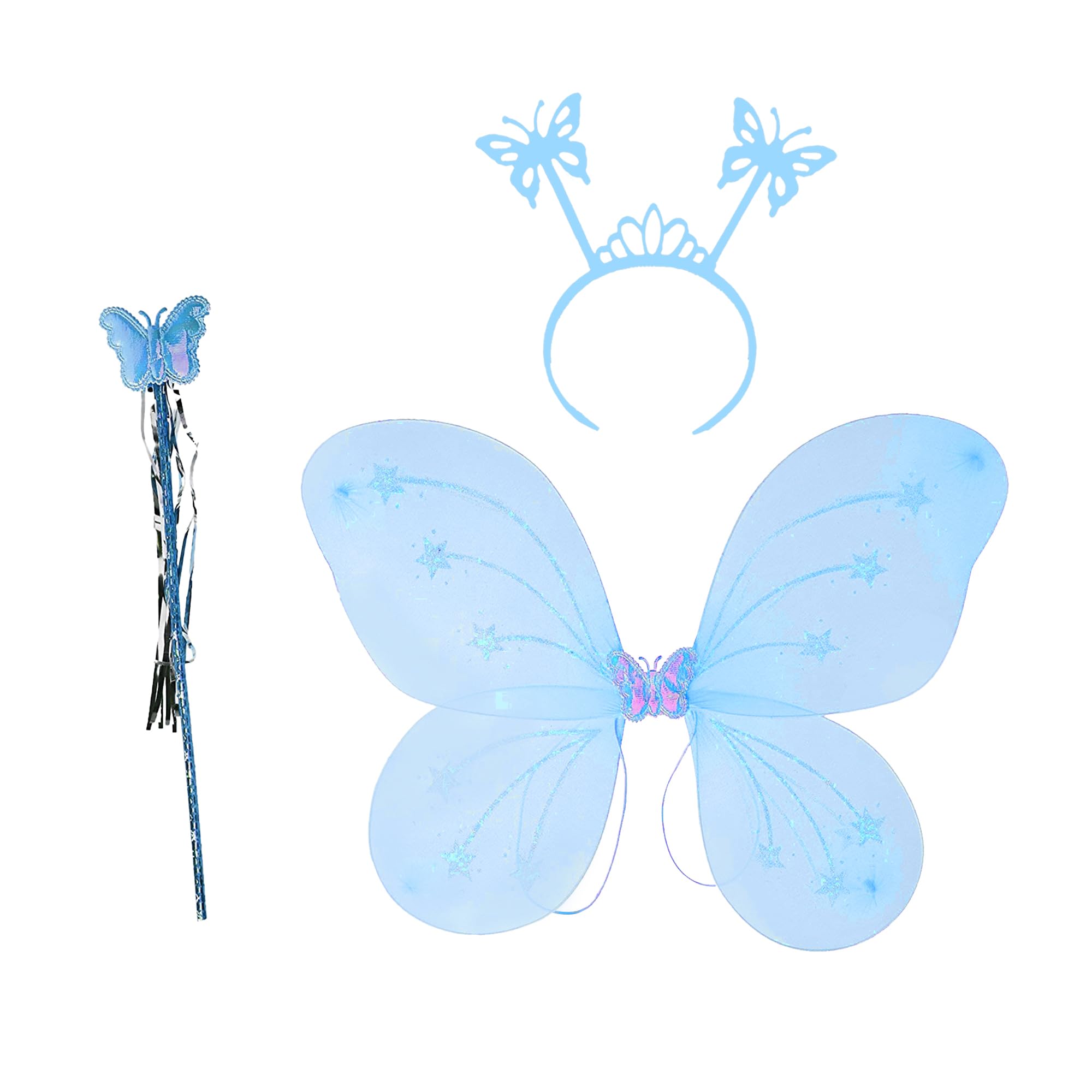 pop colours Baby Girl's Fairy Butterfly Wings | Butterfly Angel Wing, Headband Set and Wand |Costume For Girls Kids | Set