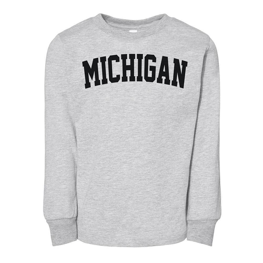 Michigan College Style Toddler Kids Long Sleeve T-Shirt 5T Heather Grey