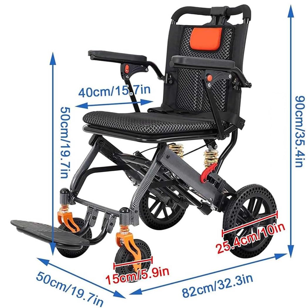 Silla De Ruedas Plegable Ultraligera para Adultos Y Discapacitados (Ancho De Asiento De 42 Cm), 12 Kg, Neumáticos Antipinchazos, Ideal para Espacios Reducidos
