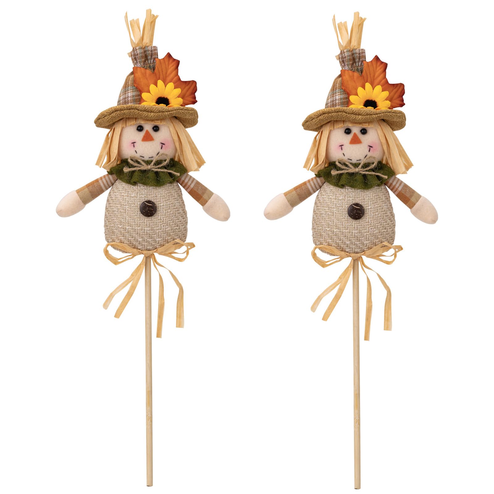 Tsophreniq 2Pcs Scarecrows Wood Stick Figurines Tabletop Statue for Harvest and Thanksgiving Scarecrows Figurines Jewelry Festives Ornament