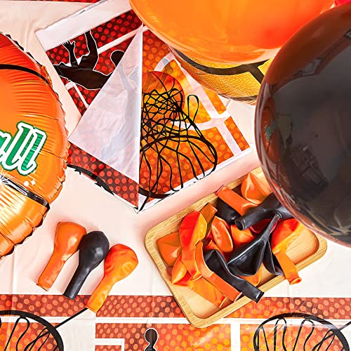 36 Pieces Basketball Party Decorations Plastic Basketball Tablecloth Basketball Table Cover Aluminum Foil Basketball Balloons Latex Sport Theme Balloons For Birthday Sports Theme Party Supplies #TOP6