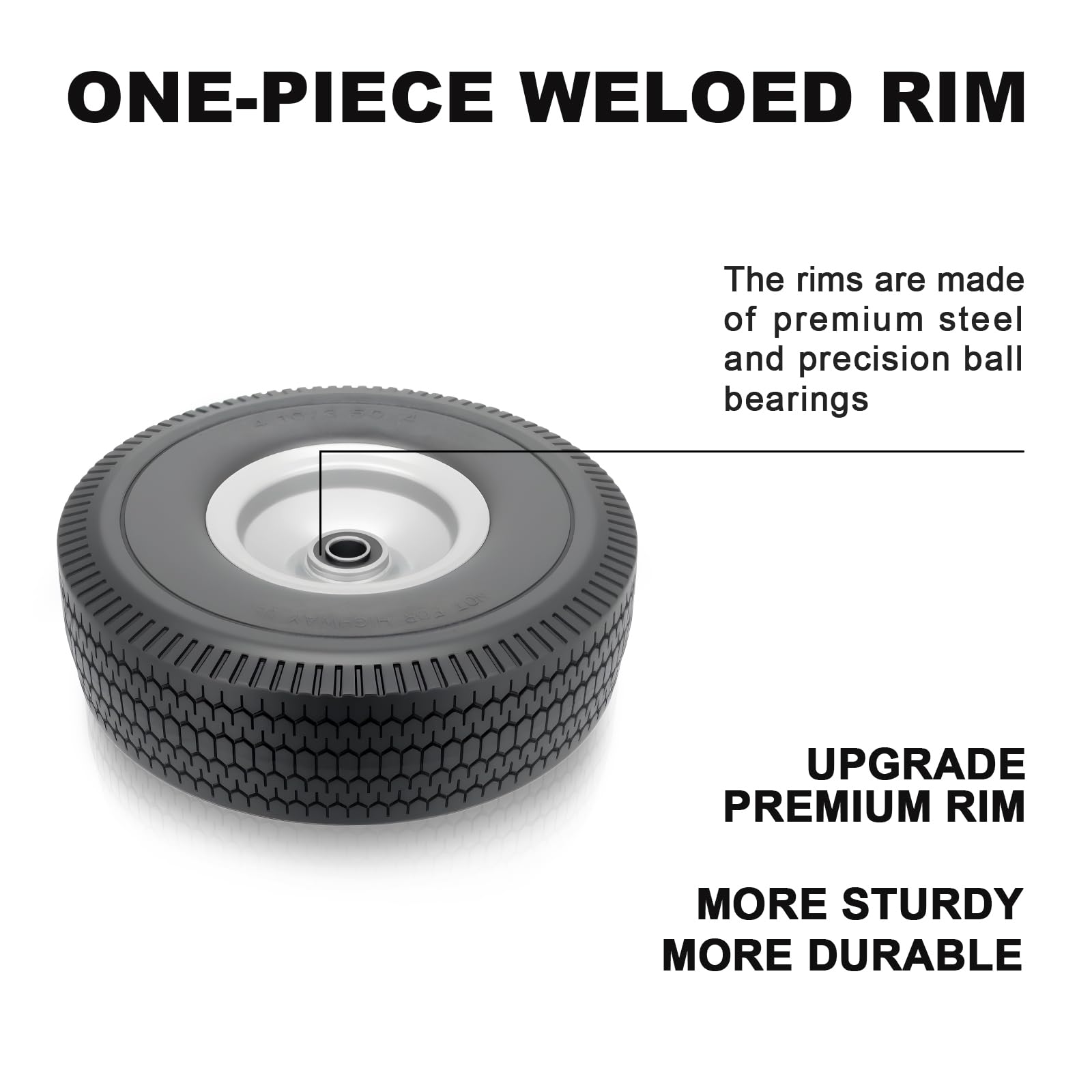 Ruota di ricambio per pneumatici senza piatta, in plastica nera, 10,4/8,5-10,2 cm, confezione da 2, per Gorilla Cart, carrelli a mano, carrelli, carriole