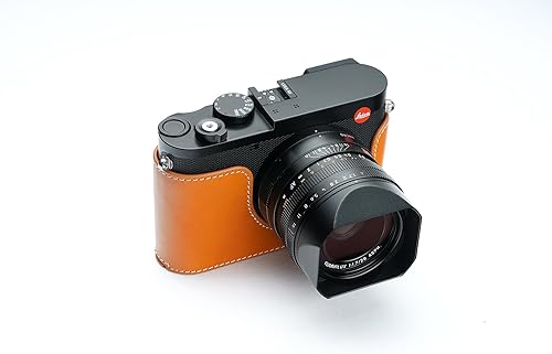 Miniatura 10 de Funda para cámara Leica Q3, hecha a mano de piel auténtica para cámara Leica Q3 versión de apertura inferior + correa de mano (verde)