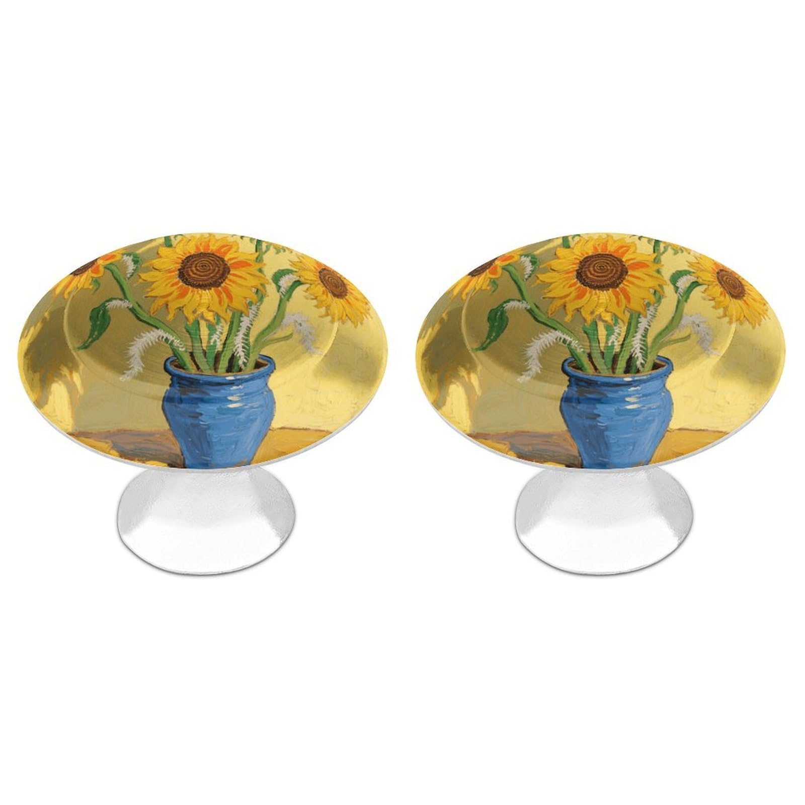 Vstadank Style Sunflower Drawer Knob Nice Bathroom Cabinet Knob Round Cabinet Pull Stainless Steel Cabinet Handle Circle Drawer Handle Modern Drawer Pull For Wardrobe Cupboard 2 Pcs