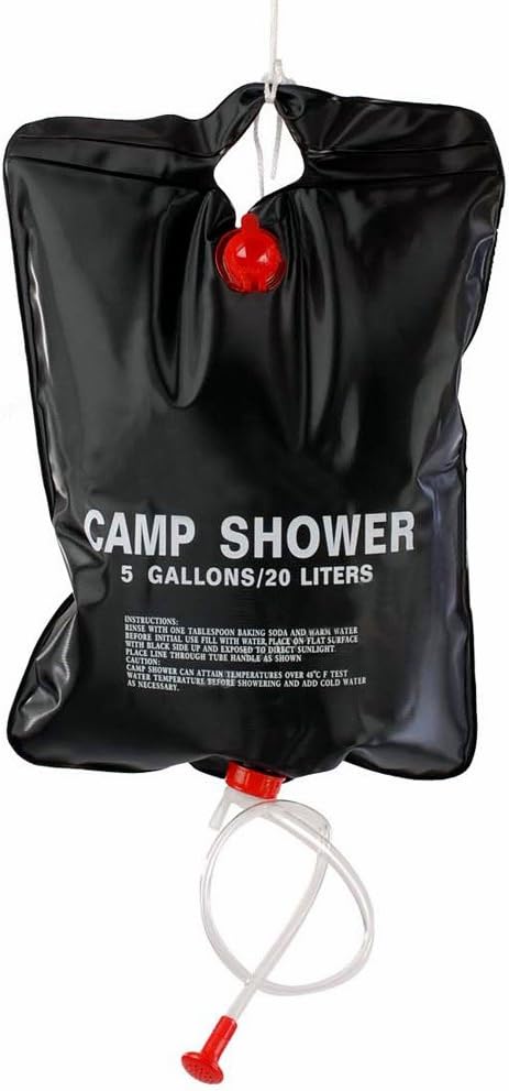 Portable Outdoor Solar Shower Bag for Camping, Tent and Sports, 20 Litres (5 Gallons) Solar Heating