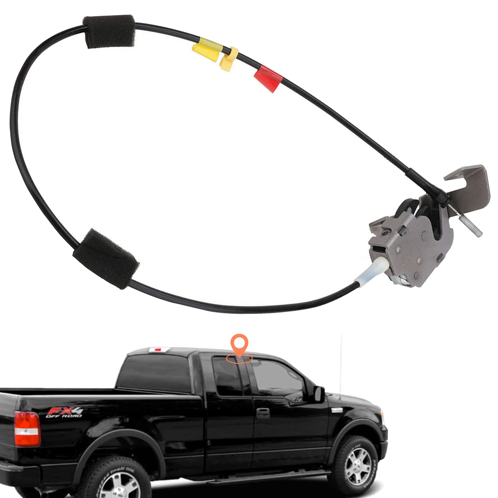 Door Upper Latch with Cable compatible for Ford F150 1997-2003 F250 1997-1999 Extended cab rear right door replacement latch 6L3Z18264A26A