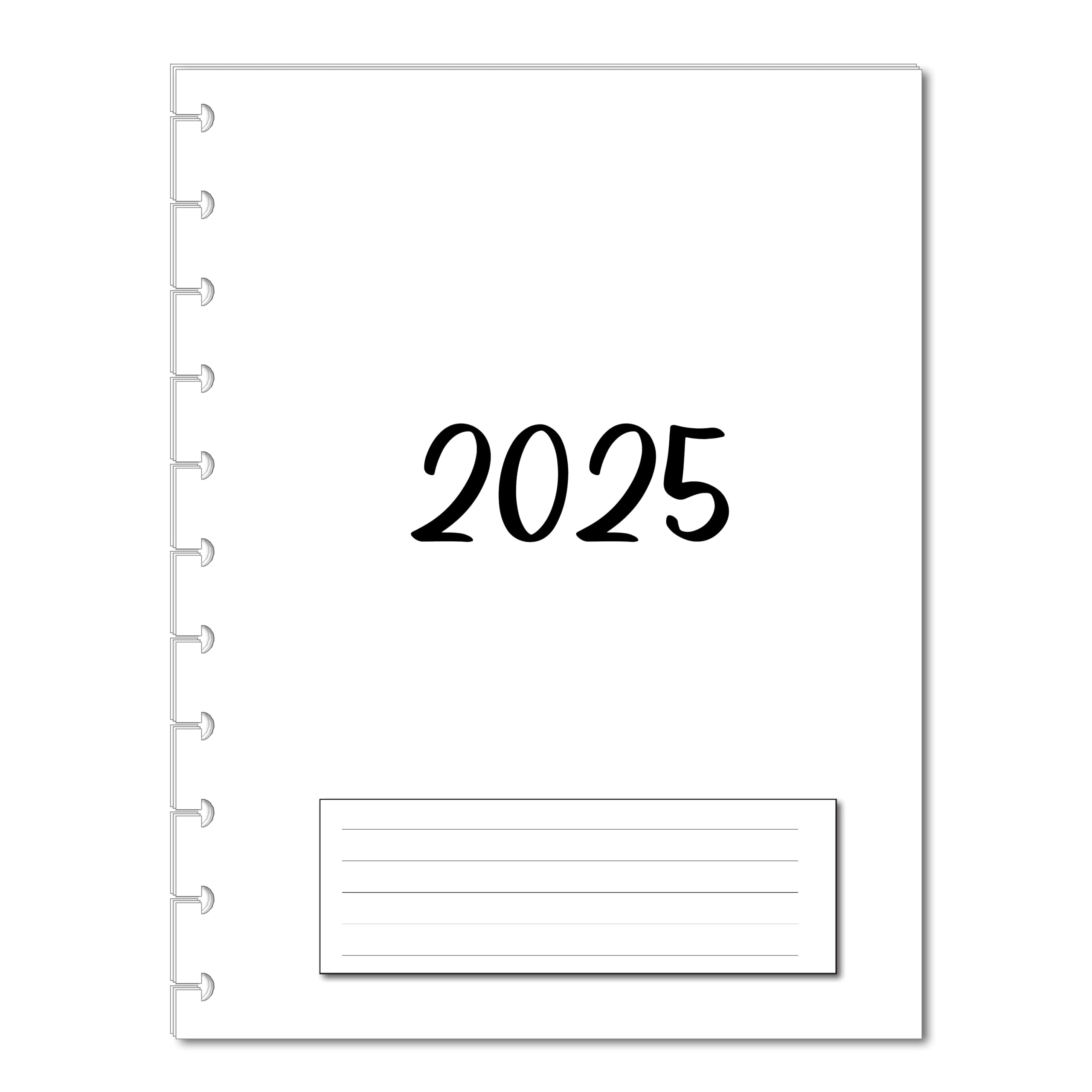 2025 Monthly Calendar Refills for 11-Disc Letter Size Planners. Fits: TUL Letter, Staples ARC Notebook, Levenger Circa, NOTIQ Letra 11-Disc (XL1), Marta Stewart (Minimalist)