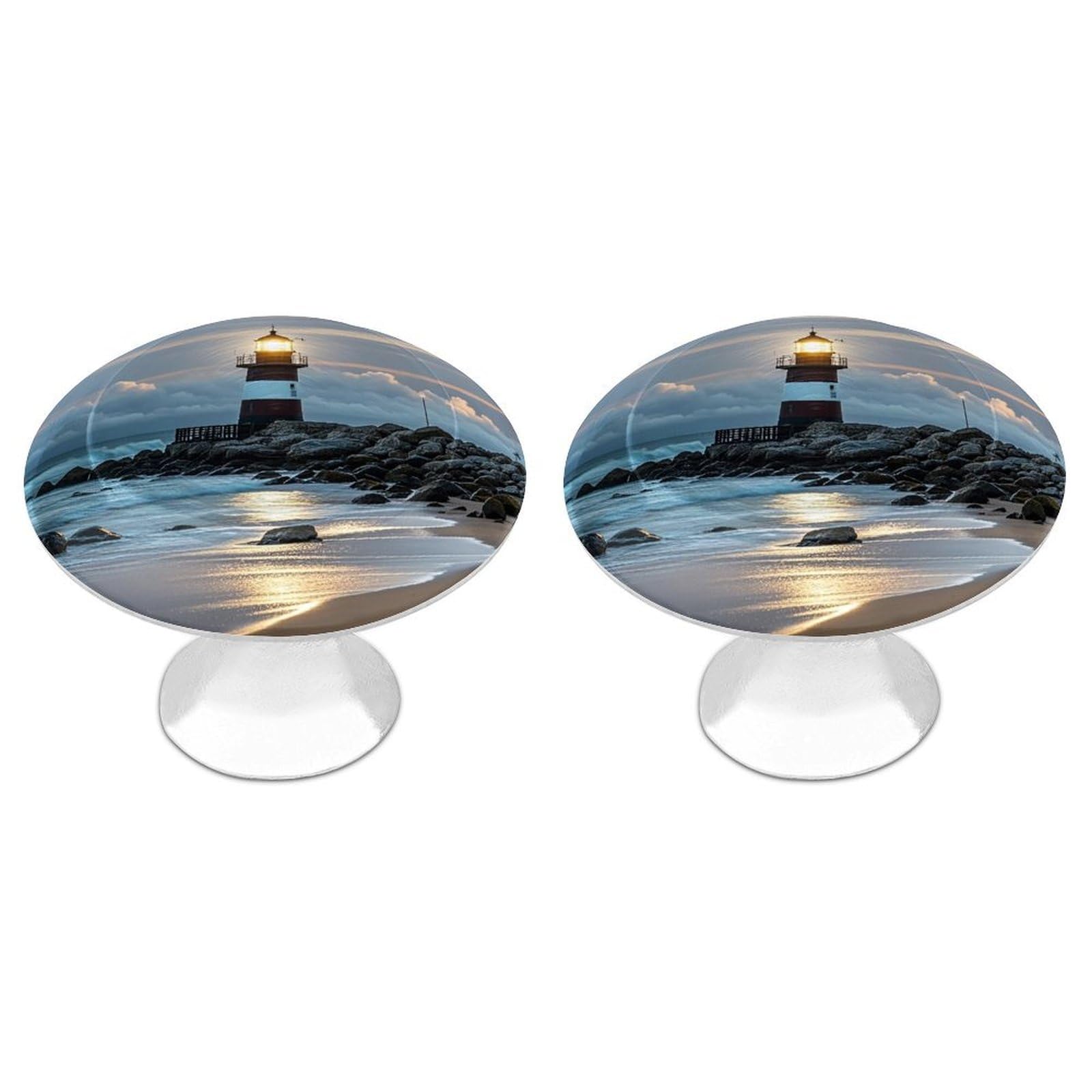 FekiLoot Sea Lighthouse Cabinet Knobs Simple Drawer Handles Aluminum Alloy Kitchen Pulls Round Cabinet Door Knobs with Screw Door Hardware for Dresser Cabinets 2 Pack
