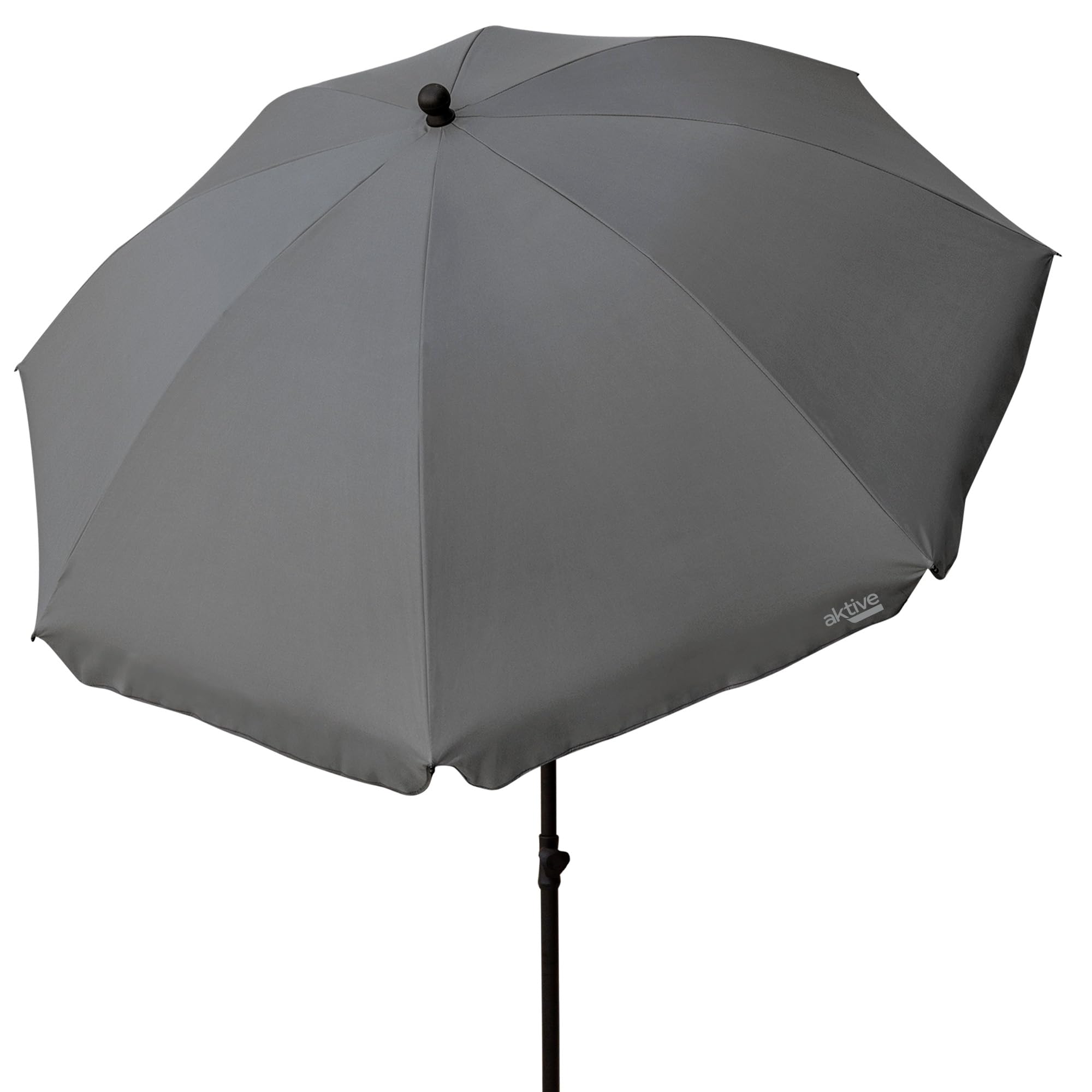 AKTIVE Parasol de Jardin, avec Protection UV30, Ø240 cm, Gris, Mât 28-32 mm, Mât Flexible, Hauteur Réglable, Grands Parasols, Jardin