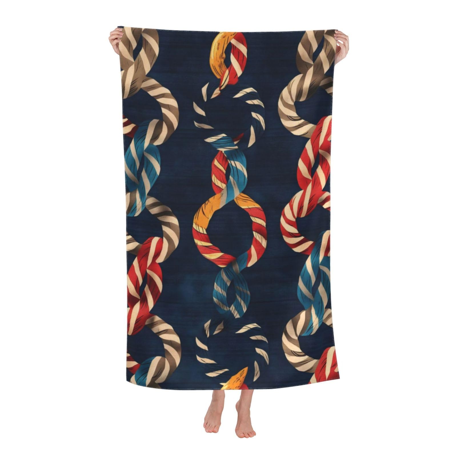 HLBSDM Nautical Rope Beach Towel 31inx51in Maritime Sand Free Microfiber Bath Towel Ultra Soft Quick Dry Pool Towel Absorbent Towel Lightweight Towel for Swimming Bathroom Decor