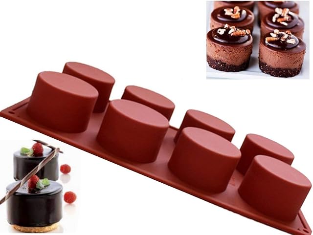 Larger Silicone Mousse Mold, Soap Mold, Cylinder Mold, Baking Mold Cake Pan, Biscuit Chocolate Mold,Ice Cube Tray 8