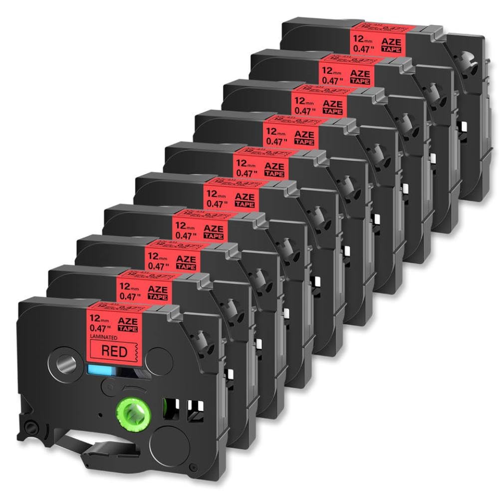 10 pezzi di etichetta nera su rossa compatibile con TZ TZe 431 9 12 18 Nastro da 24 mm regionale compatibile con PT H100 Prquinze