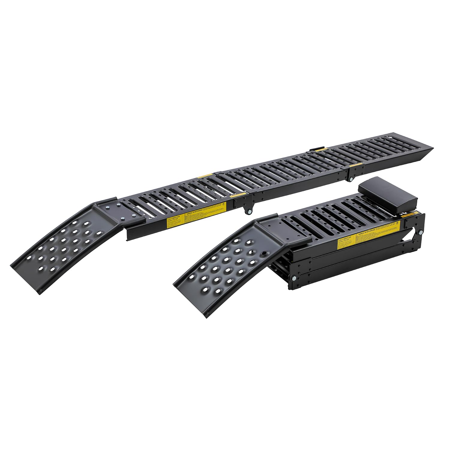 KATSU Tools Paquete de 2 rampas plegables de acero 2 en 1, rampa de carga resistente de doble propósito, 200 x 23 x 5 cm, carga máxima de 500 kg, portátil, ideal para motocicletas, tractores