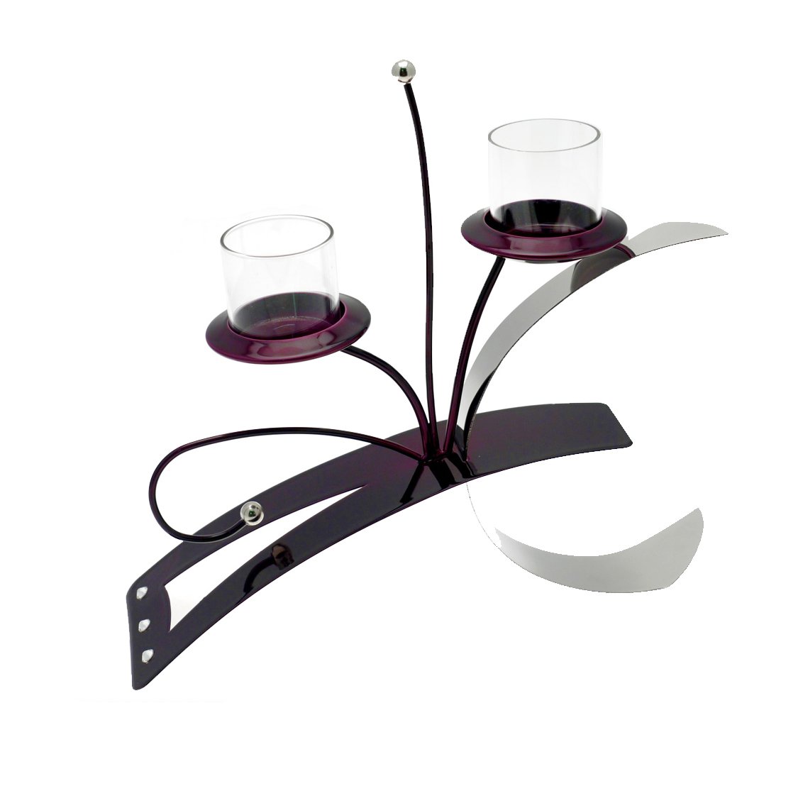 Swarovski Double Candle Holder, Purple and Silver