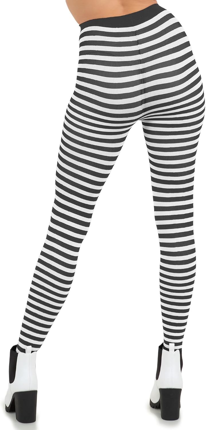 Nylon Striped Tights for Women Opaque Stripe Pantyhose Halloween Cosplay Hose