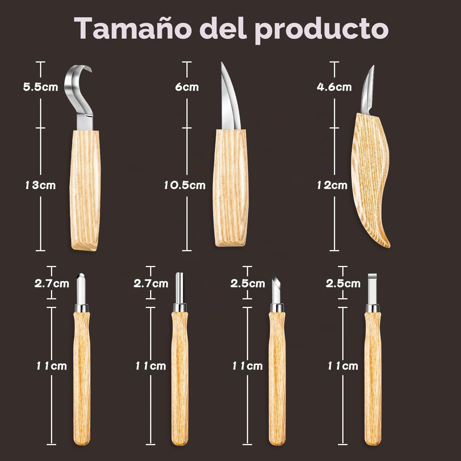 HOMCA Juego de Herramientas para Tallar Madera, 23 en 1, Cuchillo de Madera con Piedras de Afilar, 7 piezas, Juego de Tallado para Adultos y Niños, con Guantes Resistentes a los Cortes registro)