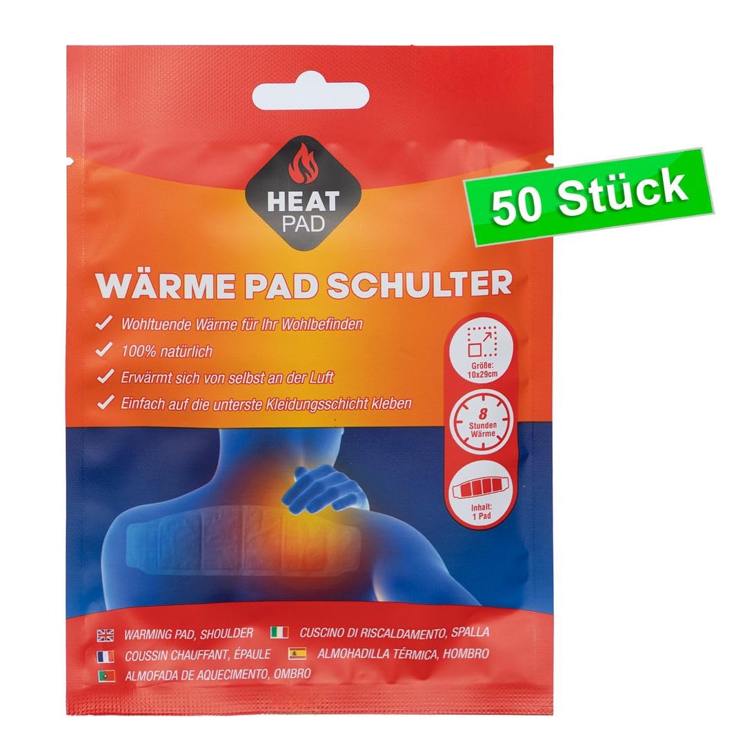 laro 50 Stück Schulter Wärmepflaster - 8 Stunden Tiefenwärme gegen Verspannungen & Muskelschmerzen | Selbstwärmend, hautfreundlich & diskret | Ideal für Nacken & Schulter