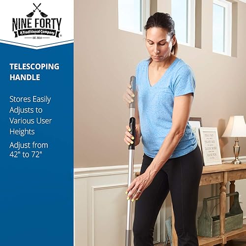 Miniatura 8 de Mopa de nylon para polvo con mango y marco de extensión de cambio rápido de aluminio Nine Forty de resistencia industrial, escoba para pisos de