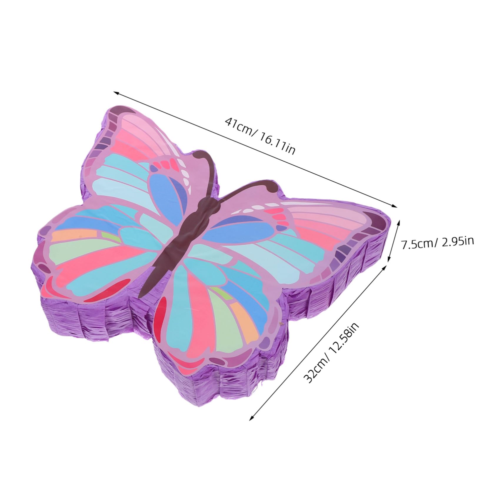CLISPEED Piñata para Fiesta de Cumpleaños Niña Diseño de Mariposas en Color Morado, Material Seguro para, Incluye Palo, Antifaz y Confeti para Temática