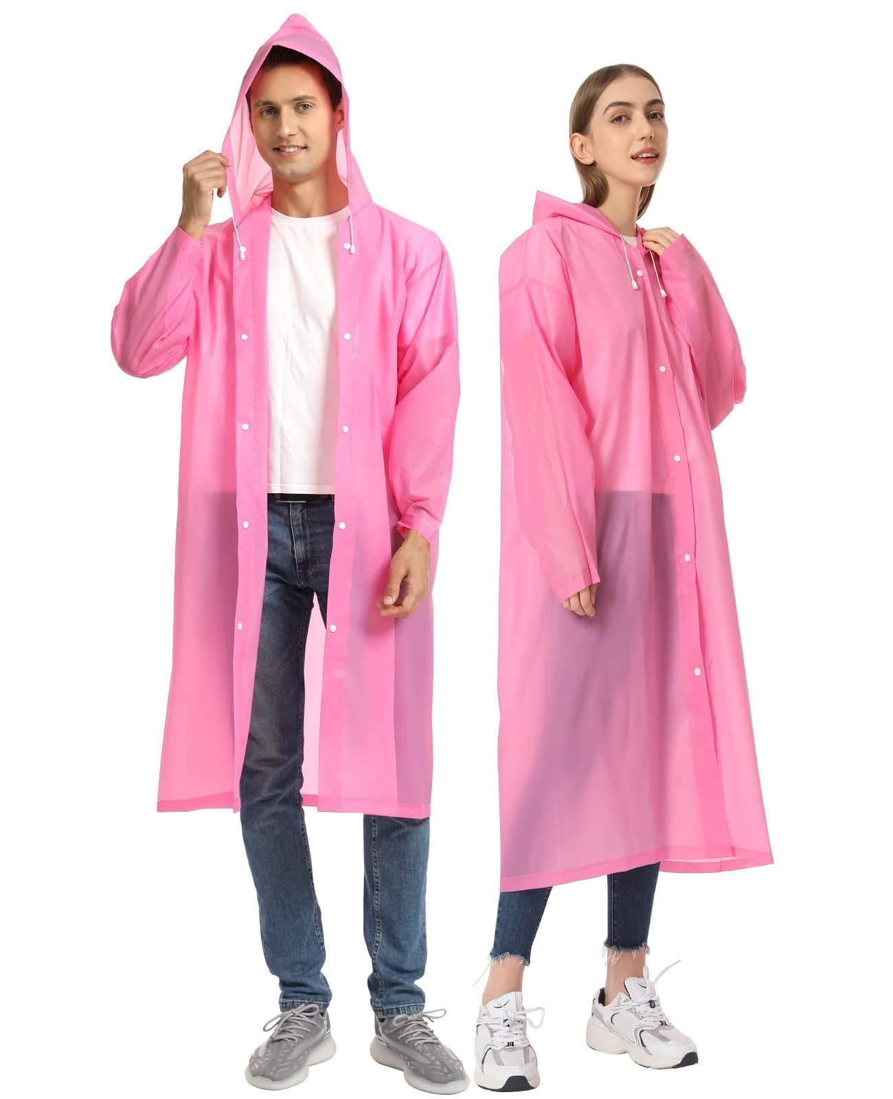 Opret Portable EVA Rain Ponchos with Hoods 2 Pack for Adults