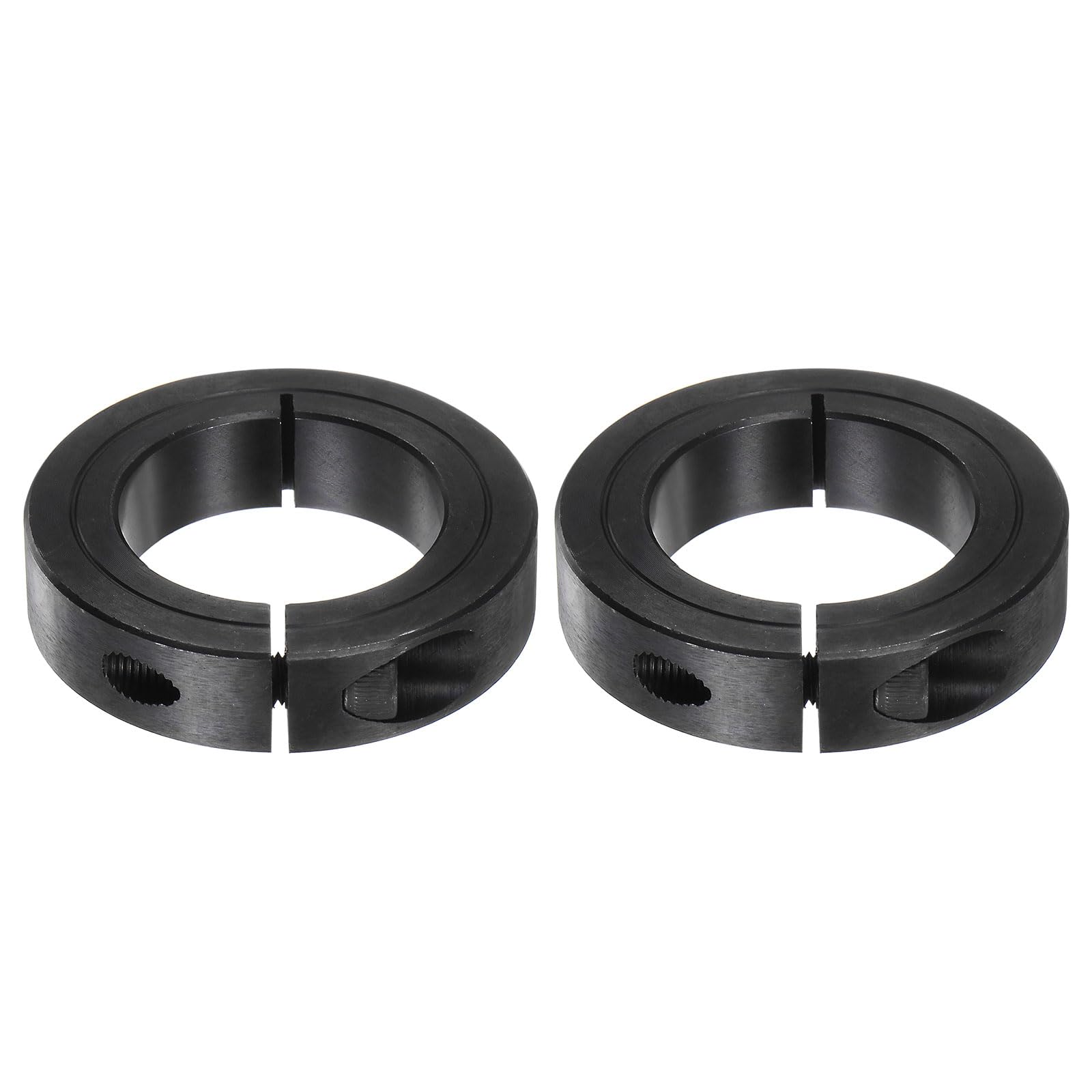 HARFINGTON 2pcs Shaft Collars 1-1/2" Bore, 2-3/8" OD, 9/16" Width, Black Oxide Plating, Single Split Axle Clamp-On Collar Clamping Collar with Set