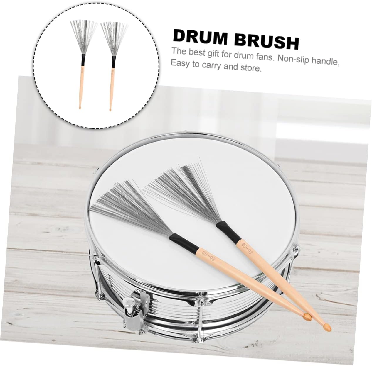 IMIKEYA Retractable Jazz Drum Brushes - Wire Drum Brushes for Snare Percussion Instruments