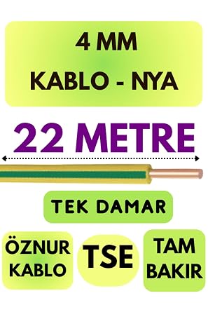 znur 4 MM NYA Kablo, 22 Metre, Sar -Ye il