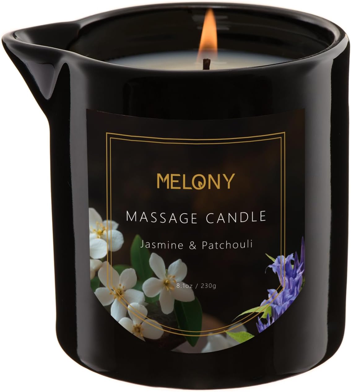 MELONY Luxury Massage Candle – Moisturising, Body Oil Candles for Muscle Relaxation, Home Spa, 8.1OZ (Jasmine & Patchouli)